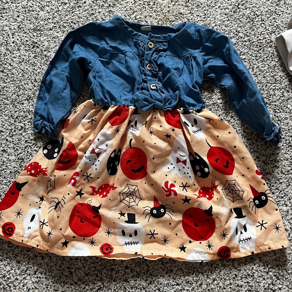 Girls Halloween Dress 2T pumpkins, ghost bats cute witch toddler girl